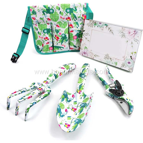 Aluminum floral Garden hand Tools Set Ladies with Printing garden tools equipment gift set for man and women